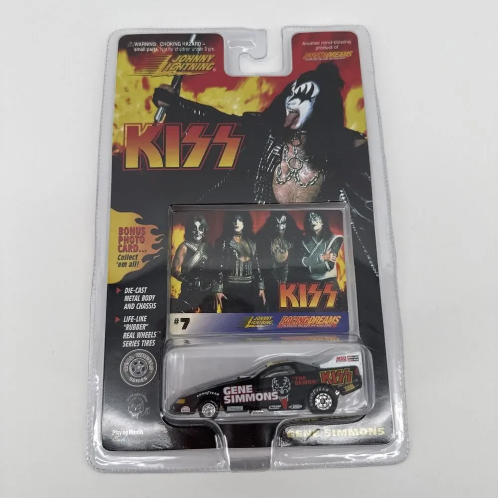 Vintage Johnny LIghtning KISS Gene Simmons Race Car with card #7 1997 NOS